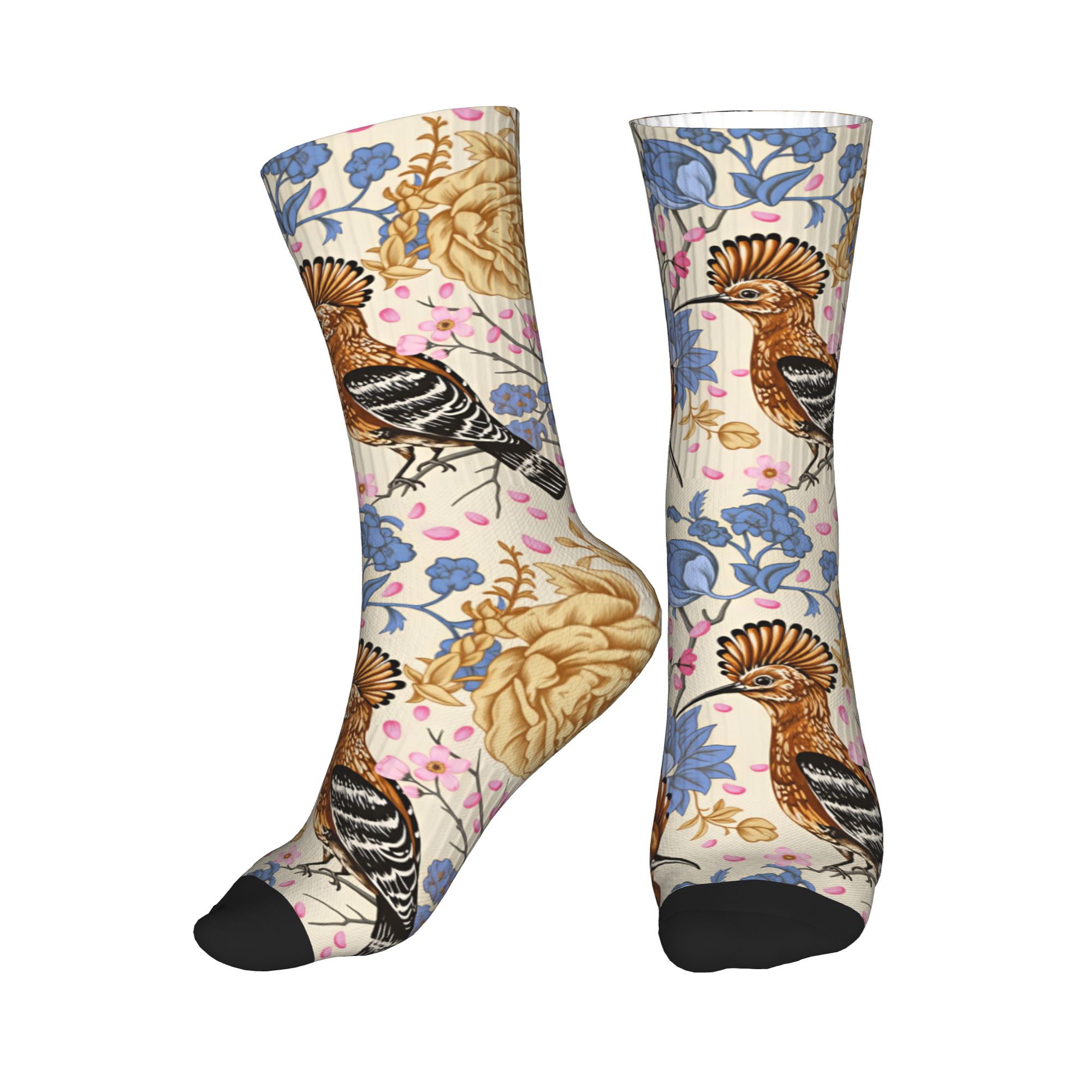 Dress Sock Men - Hoopoe Bird Blue Peony – chaussettes
